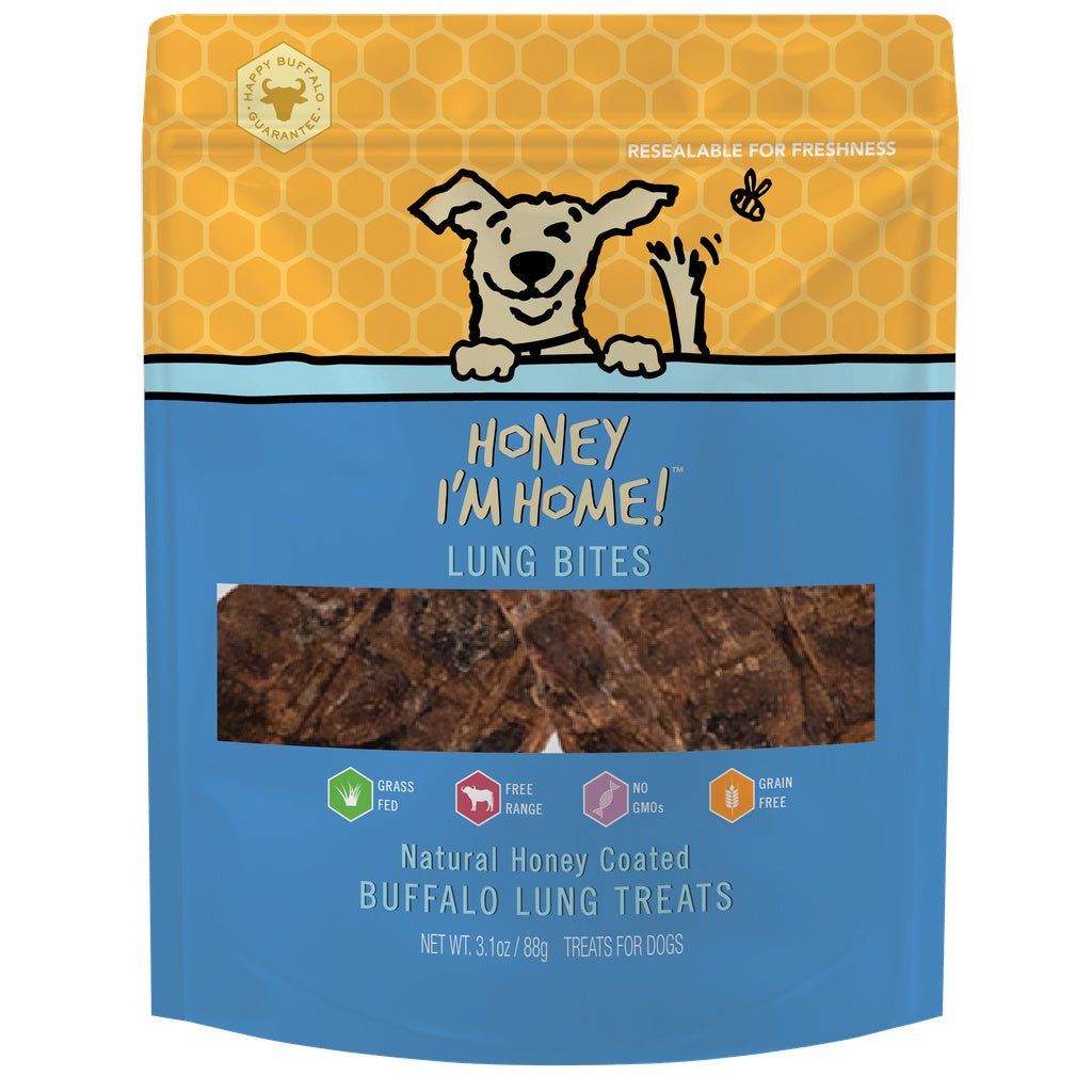 Honey I'm Home Buffalo Lung Bites Dog Treats - 3.1 oz, Natural, Honey Coated
