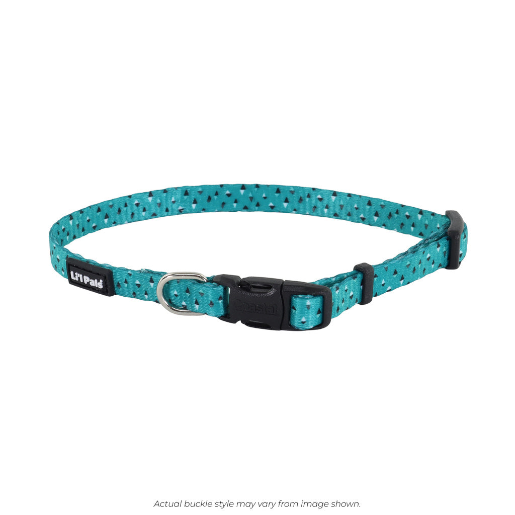 Coastal Pet Li'l Pals Adjustable Dog Collar - Teal & Grey Diamonds - 3/8 in x 8-12 in