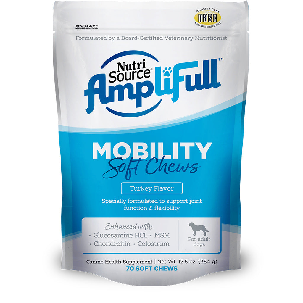 NutriSource AmpliFull Mobility Soft Chews for Dogs, Turkey Flavor, Joint Health Supplement, 70 Count