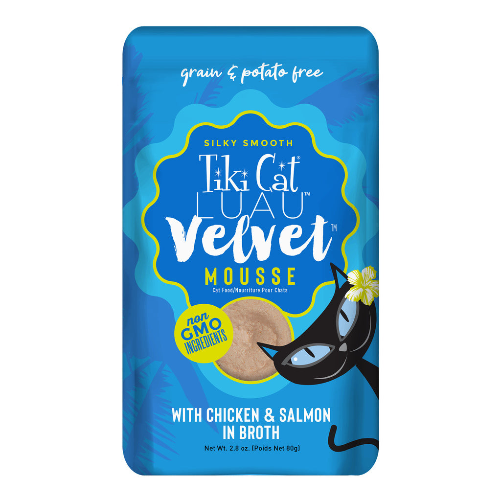 Tiki Cat Velvet Mousse Chicken & Salmon Wet Cat Food, 2.8 oz Pouch (Case of 12 Available)