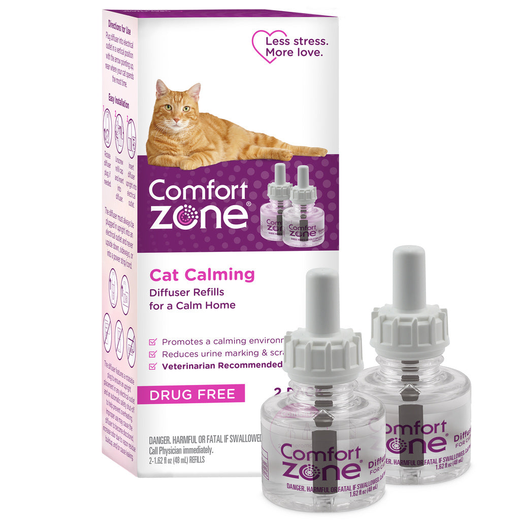 Comfort Zone Cat Calming Diffuser Refill 2-Pack, 48mL, 60 Day Use, Pheromone Formula