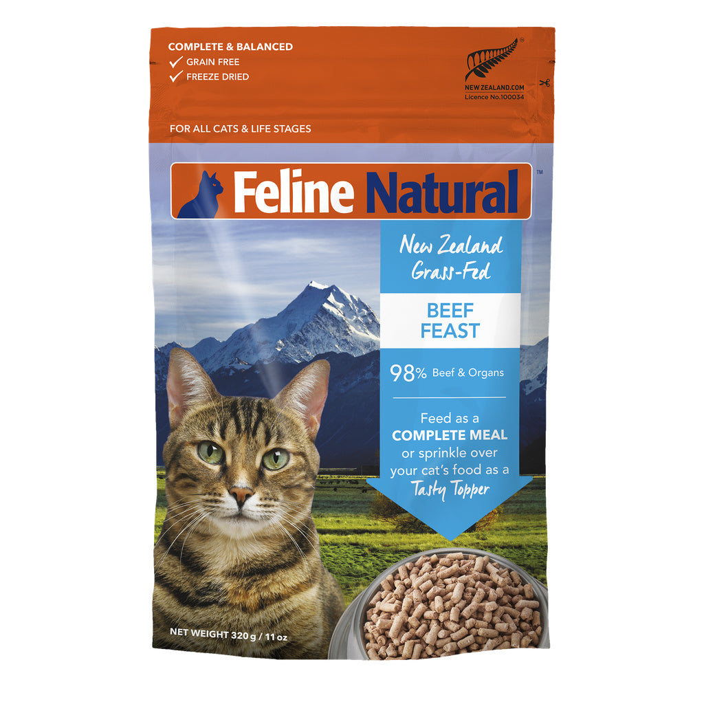 Feline Natural Freeze-Dried Cat Food, Beef Feast, 11 oz / 320g, Grain-Free
