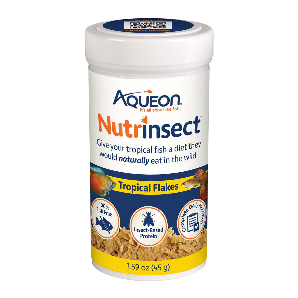 Aqueon Nutrinsect Tropical Flakes Fish Food, 1.59 oz, Fish-Free Formula