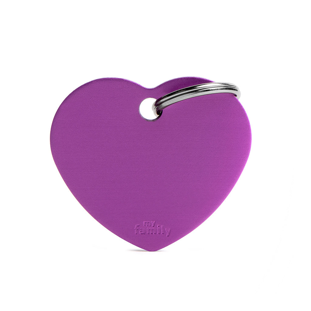 MyFamily Basic Big Aluminum Purple Heart Pet ID Tag