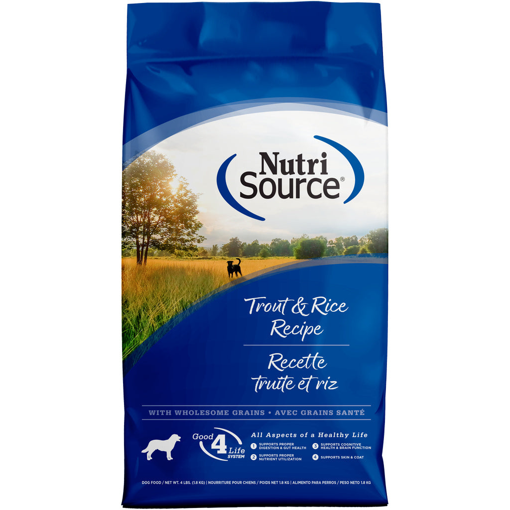 NutriSource Trout and Brown Rice Formula Dry Dog Food, 4 lb Bag