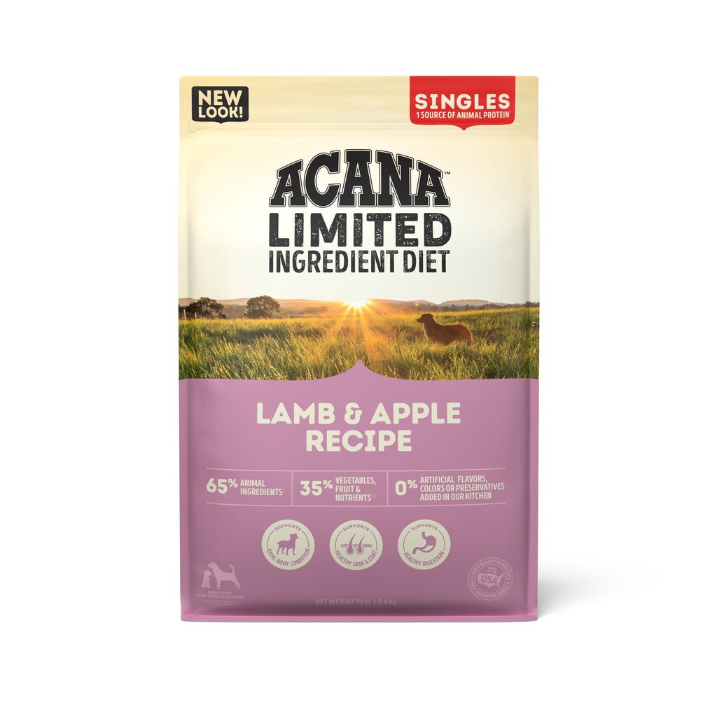Acana Singles Lamb & Apple Recipe, Grain-Free Limited Ingredient High-Protein Dry Dog Food, 13 lb Bag