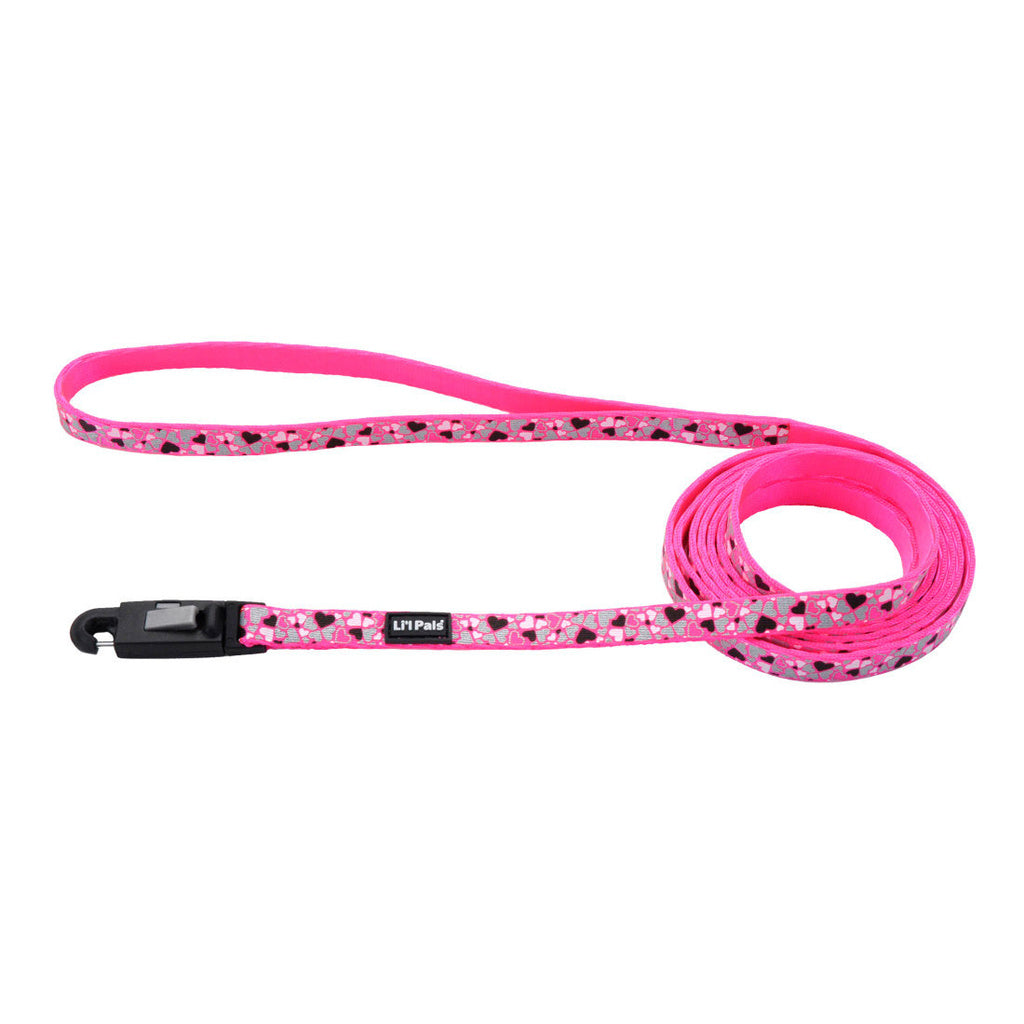 Coastal Pet Products Li'l Pals Reflective Dog Leash - Pink Heart - Small Dogs