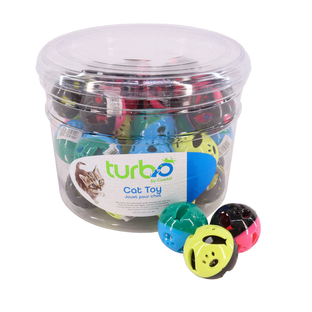 Turbo Cat Toy Plastic Ball with Bell - 1.75" - Assorted Colors