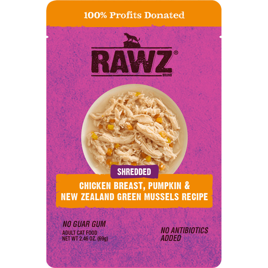 RAWZ Cat Food Pouch, Chicken Breast, Pumpkin & NZ Green Mussel, 2.46 oz