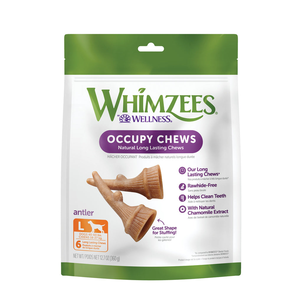 WHIMZEES Occupy Antler Large Dog Dental Chews, 12.7oz, 6 Count, Natural Vegetable Flavor