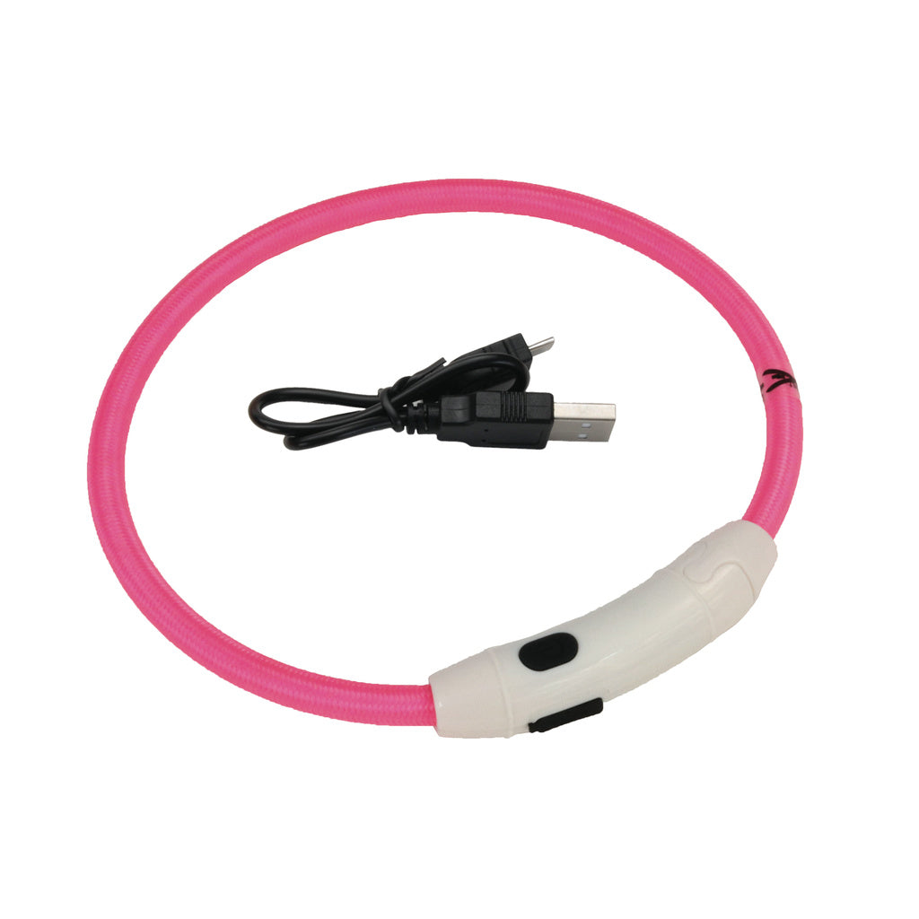 Coastal Pet USB Light-Up Dog Neck Ring - 24" Pink - Rechargeable, Waterproof Collar