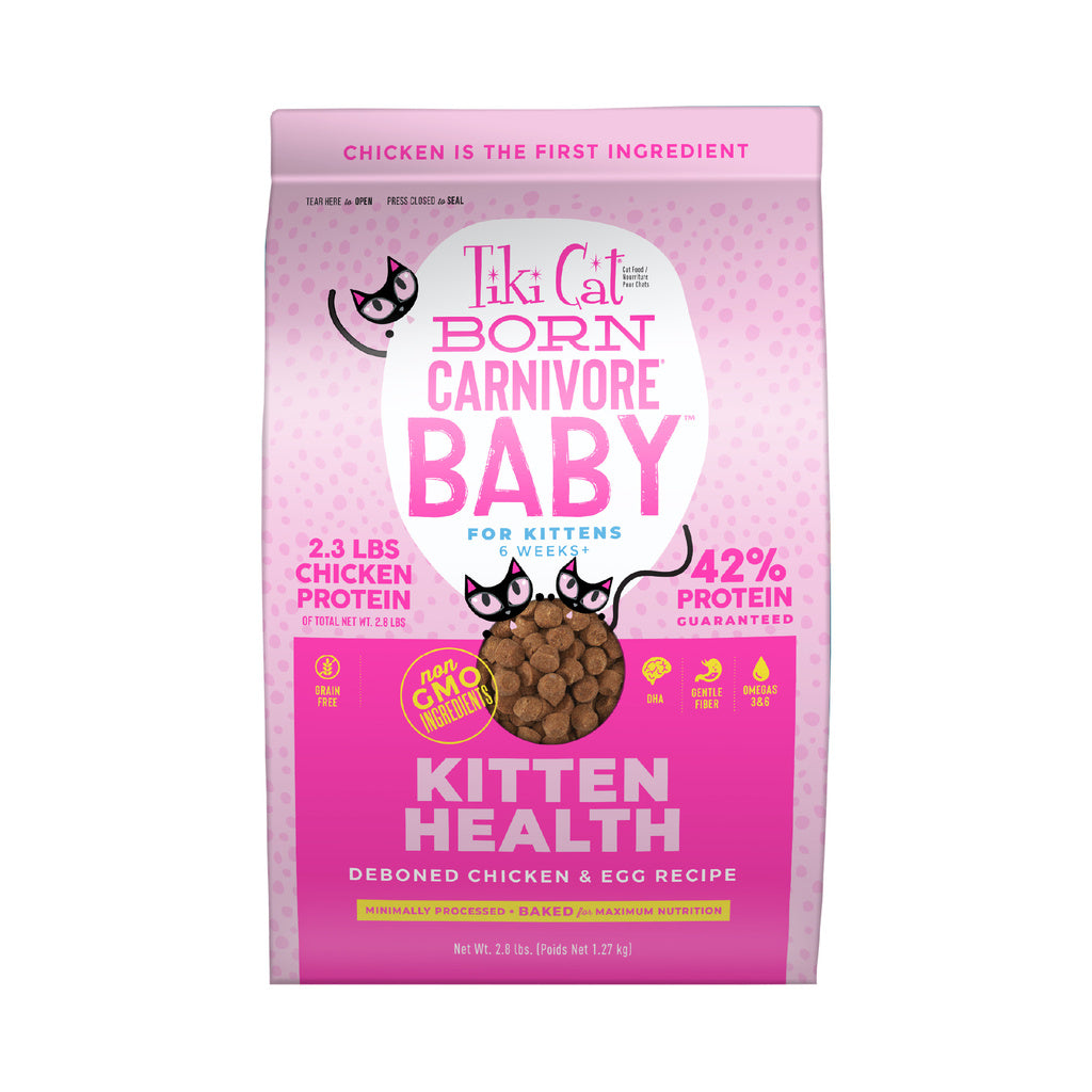 Tiki Cat Born Carnivore Baby Kitten Food, Chicken & Egg Recipe, 2.8 lbs Bag