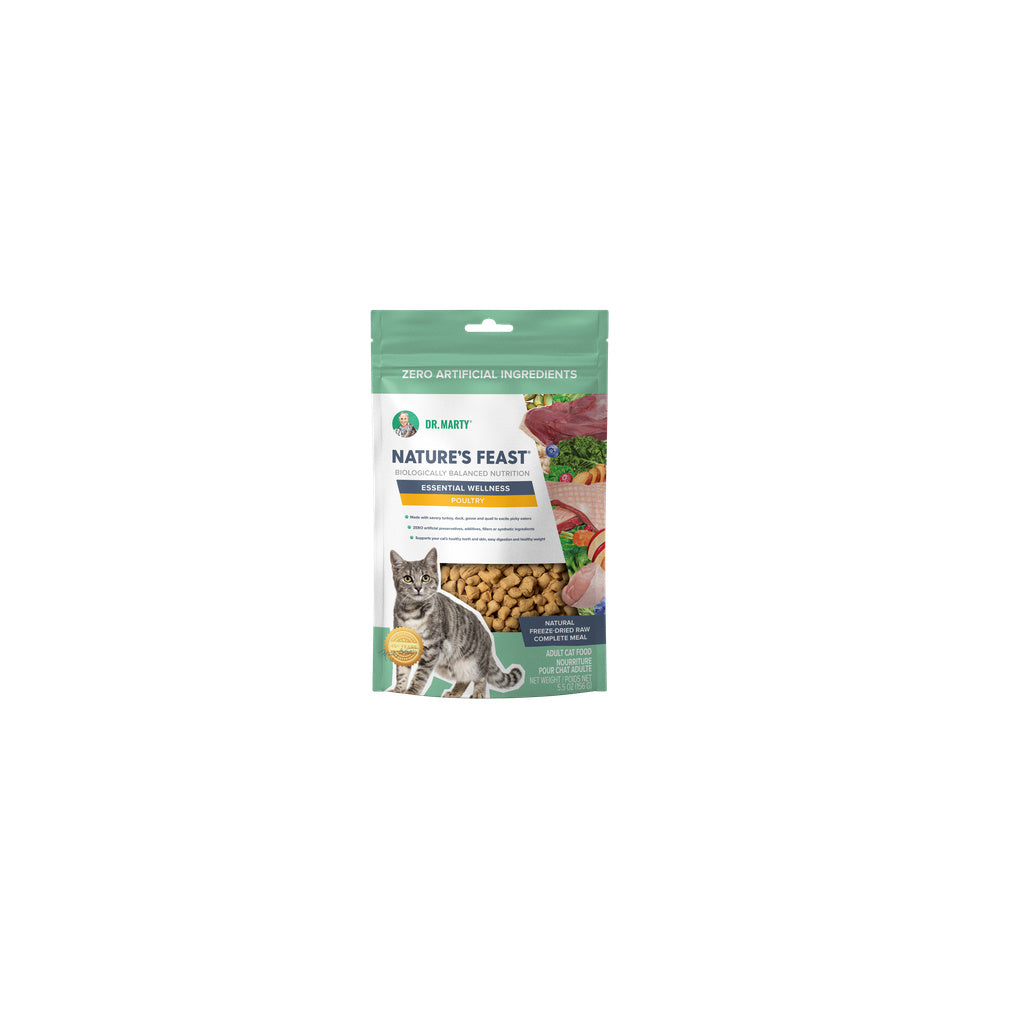 Dr. Marty Nature's Feast Essential Wellness Poultry Freeze Dried Raw Cat Food, 5.5 oz