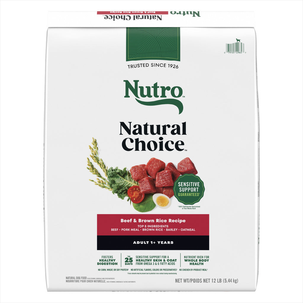 Nutro Natural Choice Adult Beef & Brown Rice Recipe Dry Dog Food, 12 lb Bag