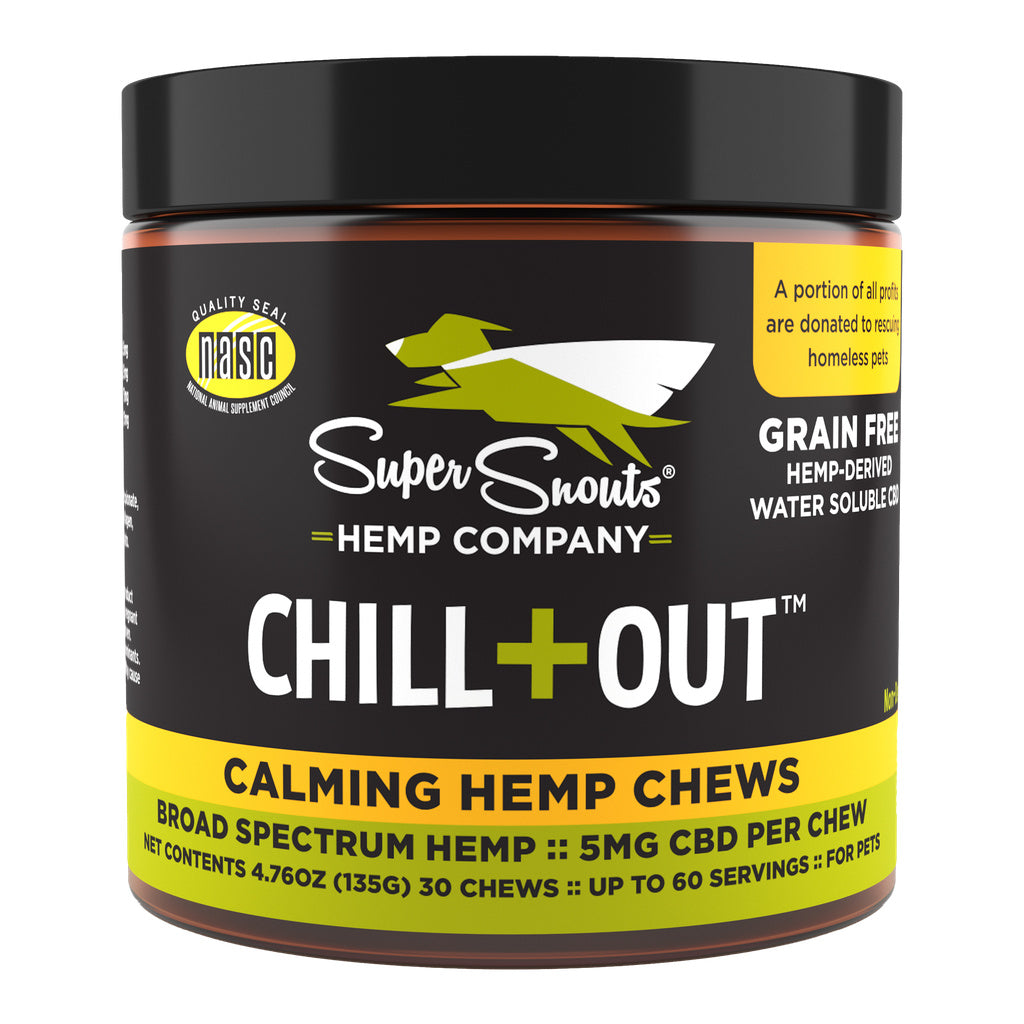 Super Snouts Chill Out Calming Supplement for Dogs & Cats - 30 Count - Hemp Soft Chews