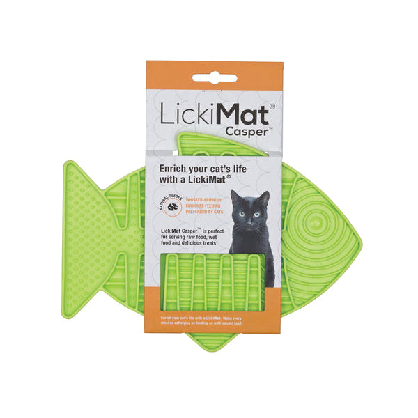 LickiMat Cat Casper Green - Boredom Buster, Slow Feeder, Stress Relief