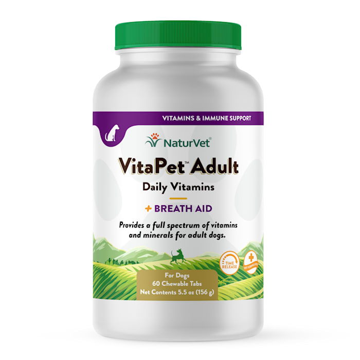 NaturVet VitaPet Adult Daily Vitamins Plus Breath Aid - 60 Count - Dog Supplement