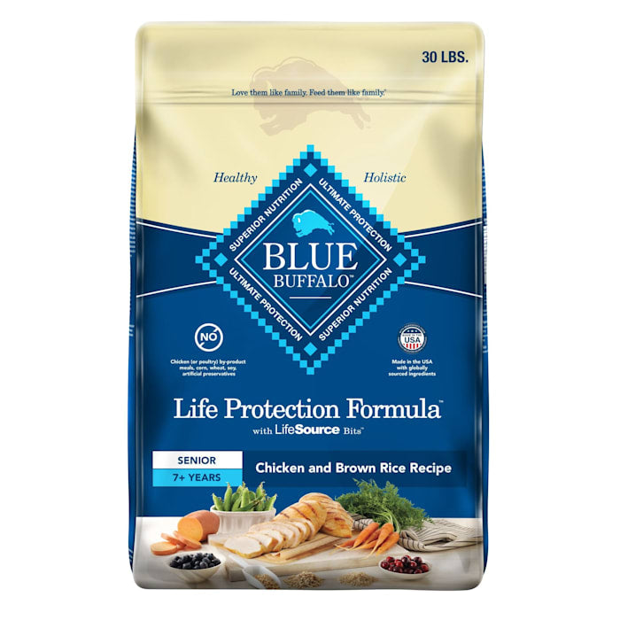 Blue Buffalo Life Protection Formula Senior Dry Dog Food, Chicken & Brown Rice, 30 lb Bag