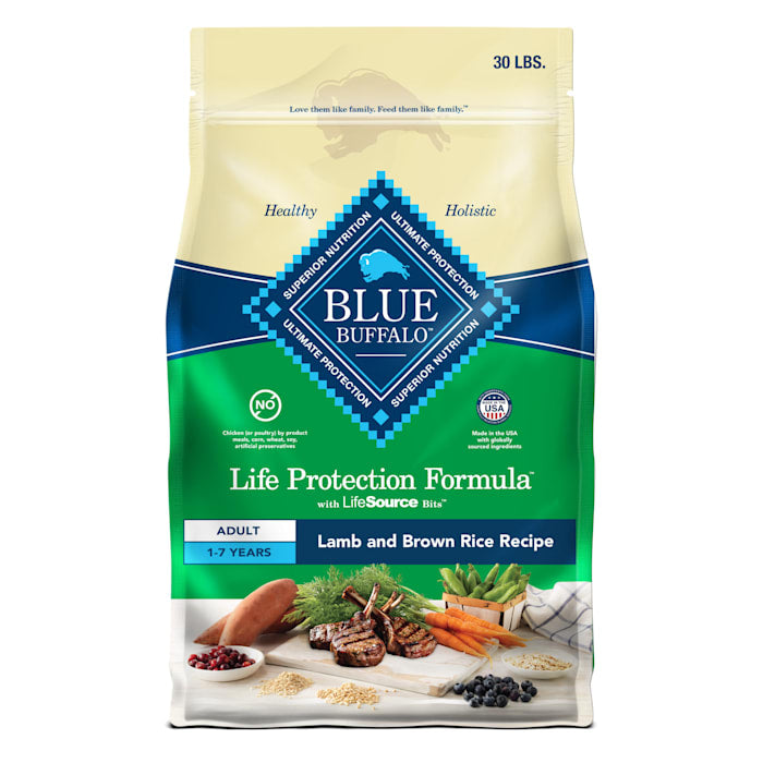 Blue Buffalo Life Protection Formula Adult Lamb & Brown Rice Dry Dog Food, 30 lb Bag