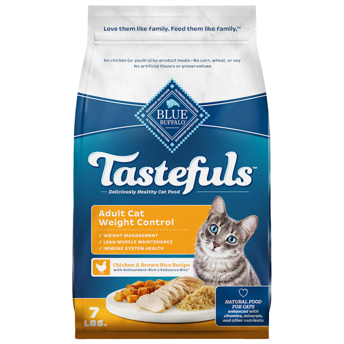 Blue Buffalo Tastefuls Weight Control Adult Dry Cat Food - Chicken & Brown Rice Recipe - 7 lbs