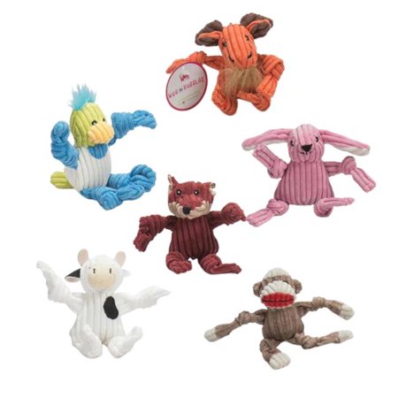 Huggle Hounds Knotties Wee Plush Dog Toy - Assorted 6-Pack Small Breed Puppy Toys