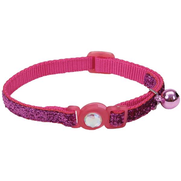 Safe Cat Jeweled Buckle Breakaway Cat Collar with Glitter Overlay, Adjustable 8"-12"