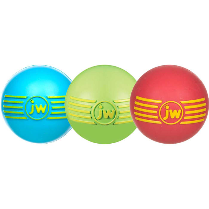 JW Pet iSqueak Ball Medium Dog Toy - Durable Rubber Squeaky Ball, Assorted Colors