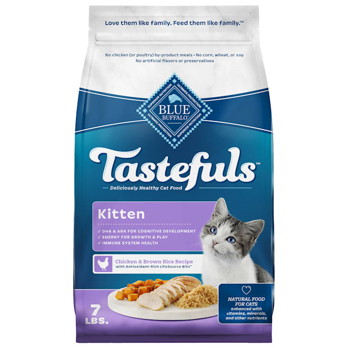 Blue Buffalo Tastefuls Kitten Natural Dry Cat Food, Chicken & Brown Rice, 7 lbs