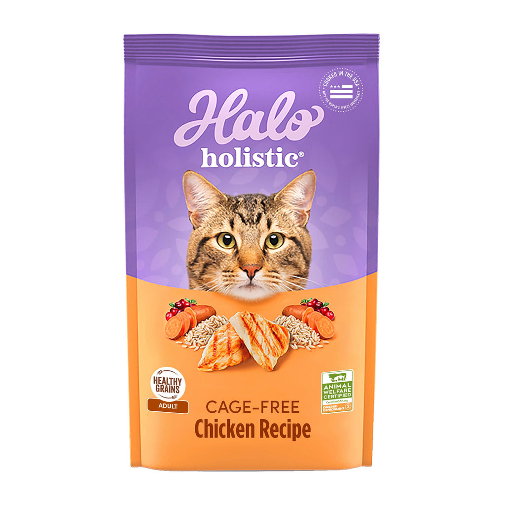 Halo Holistic Cage-Free Chicken Recipe Dry Cat Food, Healthy Grains, 3 lb Bag