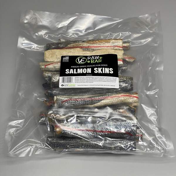 Vital Essentials Freeze Dried Raw Bar Salmon Skin Dog Treats