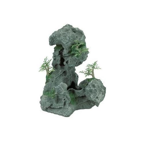 Zilla Decor Granite Cave with Plant - Medium Reptile Hideaway - 5.5"L x 7.5"W x 8.5"H