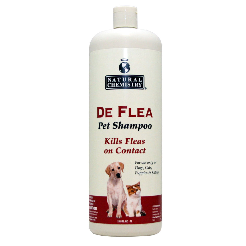 Natural Chemistry DeFlea Dog Shampoo, 32 oz - Flea and Tick Treatment for Dogs and Puppies
