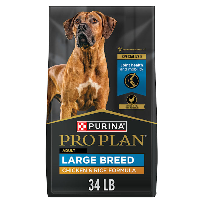 Purina Pro Plan Dry Dog Food for Large Breed Adults  High Protein Real Chicken & Rice 34 lb Bag