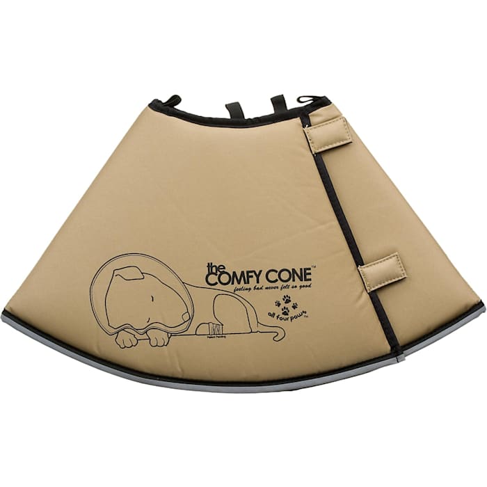 All Four Paws Comfy Cone Pet Recovery Collar - Large, Tan, 25cm - Soft E-Collar for Dogs & Cats