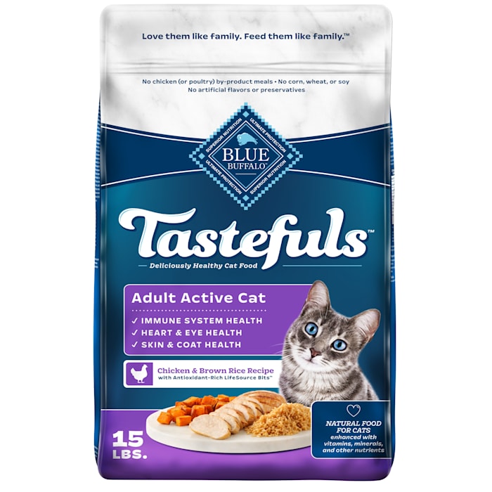 Blue Buffalo Tastefuls Adult Dry Cat Food, Chicken & Brown Rice, 15 lbs
