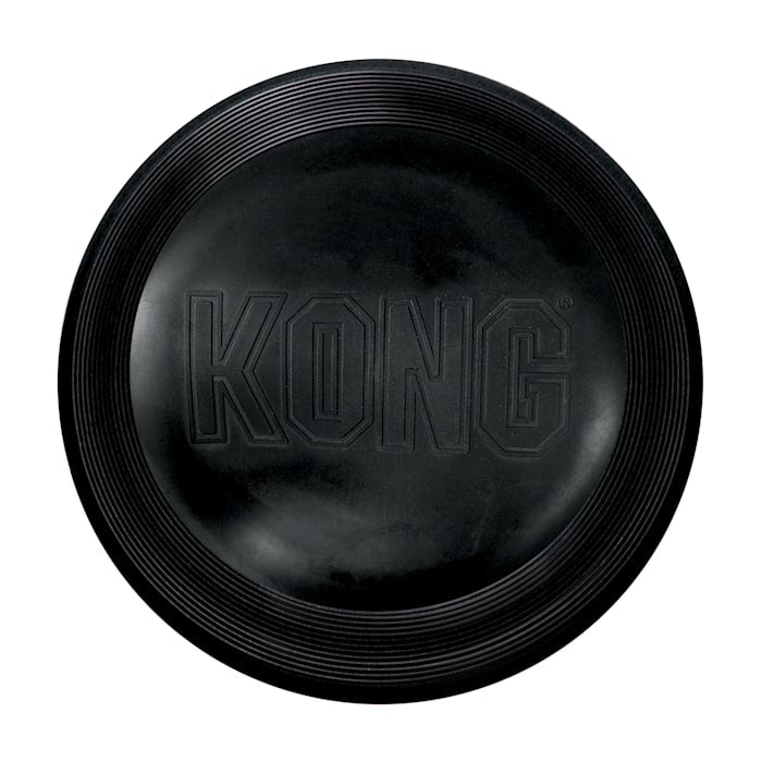 KONG Extreme Flyer Dog Toy - Durable Rubber Fetch Toy for Active Dogs - Large Black Frisbee