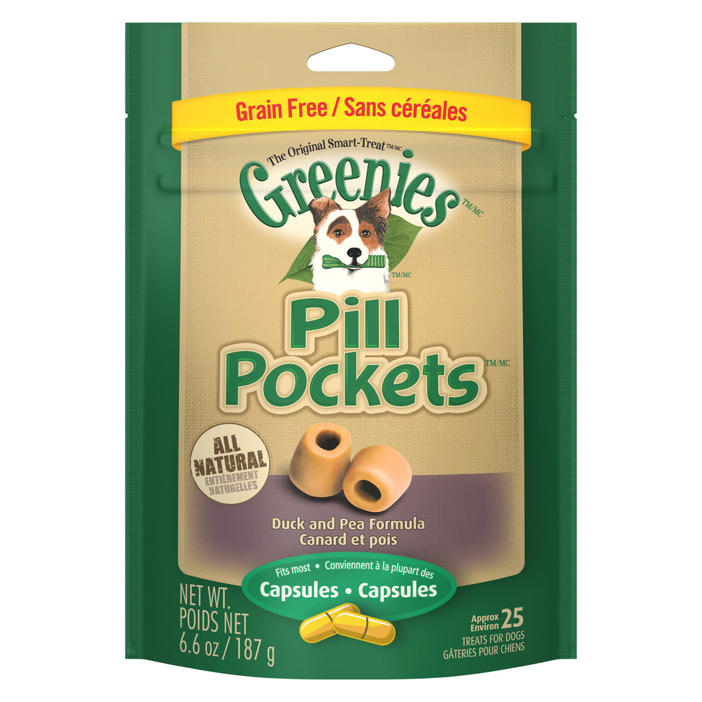 Greenies Pill Pockets Dog Treats - Duck & Pea Flavor for Capsules, 6.6 oz Allergy Formula