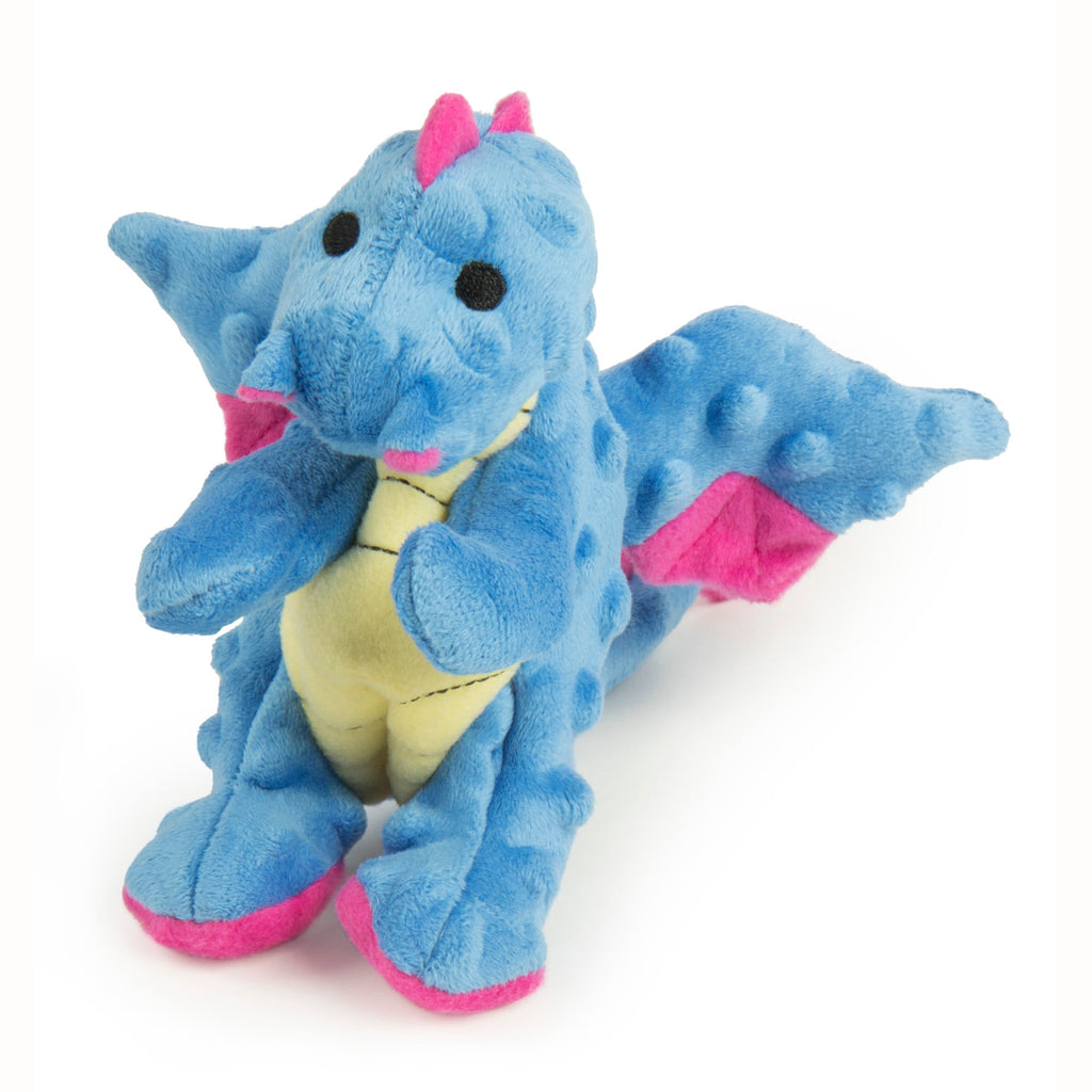 GoDog Bubble Plush Dragon Dog Toy, Chew Guard, Periwinkle, Large