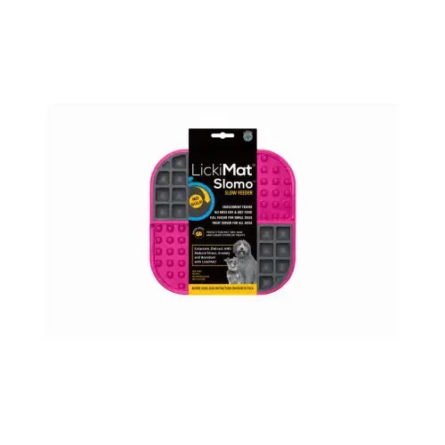 LickiMat Slomo Dog Slow Feeder Mat - Pink - Anti-Gulping, Boredom Reducer