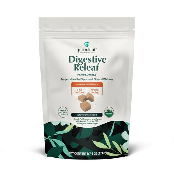 Pet Releaf Edibites Digestive Health Sweet Potato Pie Soft Chews Large Breed Dogs 7.5oz 30ct
