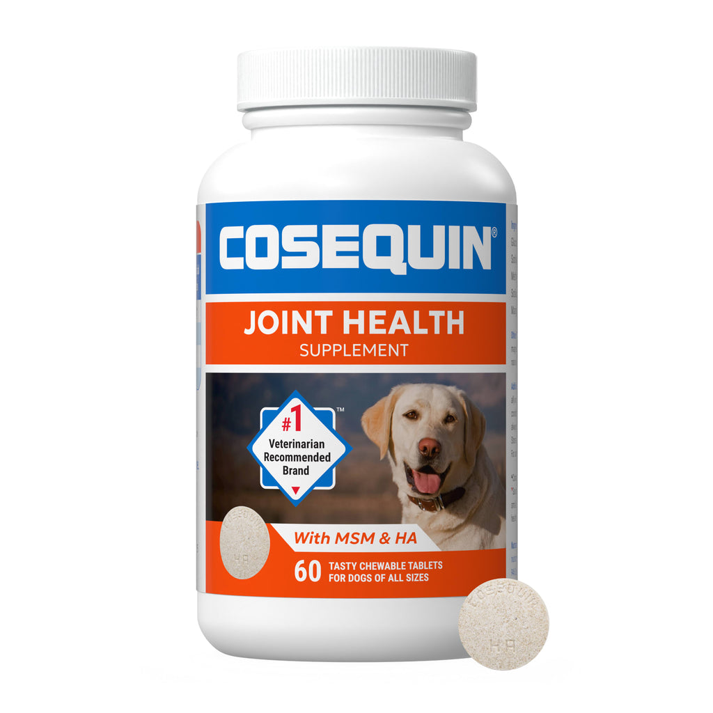 Nutramax Cosequin Maximum Strength Joint Supplement for Dogs, 60 Chewable Tablets with Glucosamine, Chondroitin, and MSM