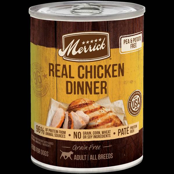 Merrick Grain Free 96% Real Chicken Dinner Wet Dog Food, 12.7 oz Can