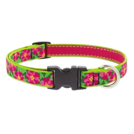 Lupine Pet Dog Collar 3/4 inch Wide, Adjustable 13-22 inch, Petunias Design