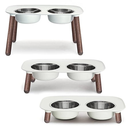 Messy Mutts Elevated Double Feeder with Stainless Bowls  ...