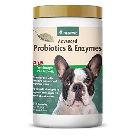 NaturVet Advanced Probiotics & Enzymes Powder for Dogs & Cats - 1 lb - Supports Digestive Health