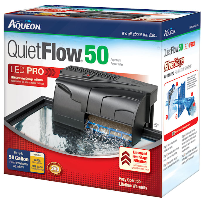 Aqueon QuietFlow LED PRO Aquarium Power Filter Size 50