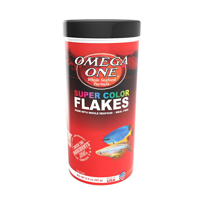 Omega One Super Color Flakes - Tropical Fish Food - 2.2 oz Jar
