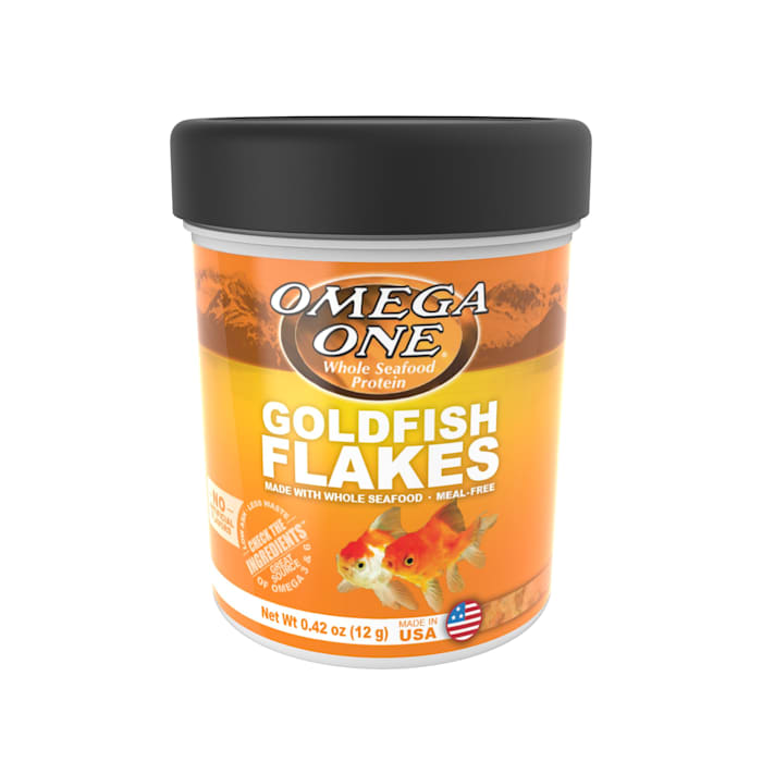 Omega One Goldfish Flakes - Fresh Seafood Formula, 0.42 oz / 0.75 oz - Premium Fish Food