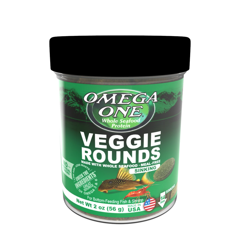 Omega One Veggie Rounds - Sinking Fish Food - 4.2 oz (118g) - Freshwater & Saltwater Herbivore Diet