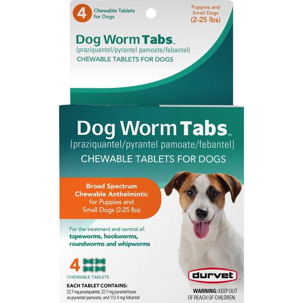 Durvet Dog Worm Tabs for Small Dogs, 2-25 lbs, 4 Count